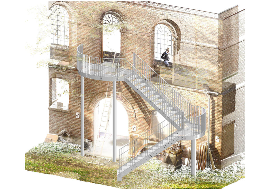 3D-Scan und Visualisierung der neuen Treppe für die Fassade.